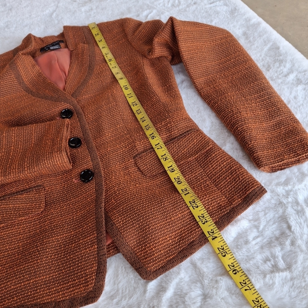 Etcetera Textured Tweed Orange Button-Up Long Sleeve Blazer Women Size 2 - Picture 15 of 16